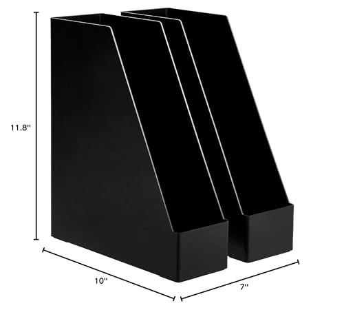Amazon Basics Rectangular Plastic Desk Organizer, Magazine Rack, White, 2-Pack