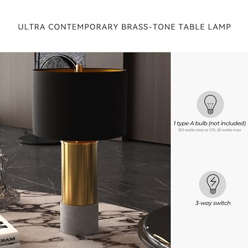 Signature Design by Ashley Jacek Modern Contemporary Table Lamp, 2 Count, Gray & Brass Finish
