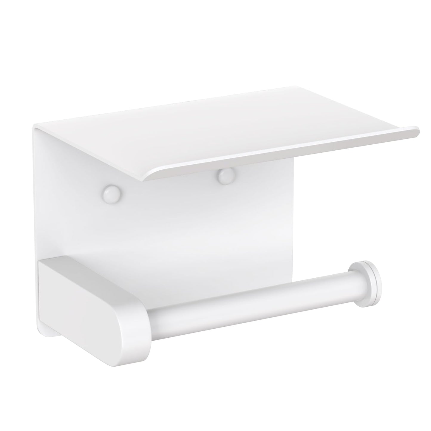 VAEHOLD Self Adhesive Toilet Paper Holder with Phone Shelf Stainless Steel Wall Mounted Toilet Paper Roll Holder - Rustproof and Bathroom Washroom Tissue Roll Holder with Shelf - Black