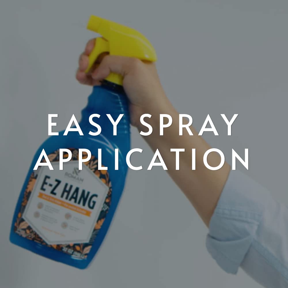 Roman’s E-Z Hang Peel & Stick Wallpaper Helper + Pre-Pasted Activator, Clear, Non-Staining, 32 Fluid Ounces