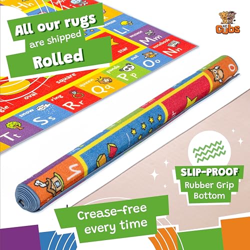 KC Cubs ABC Alphabet, Numbers & Shapes Educational Learning & Fun Game Play Area Rug for Kids Bedroom, Toddler Classroom and Baby Playroom