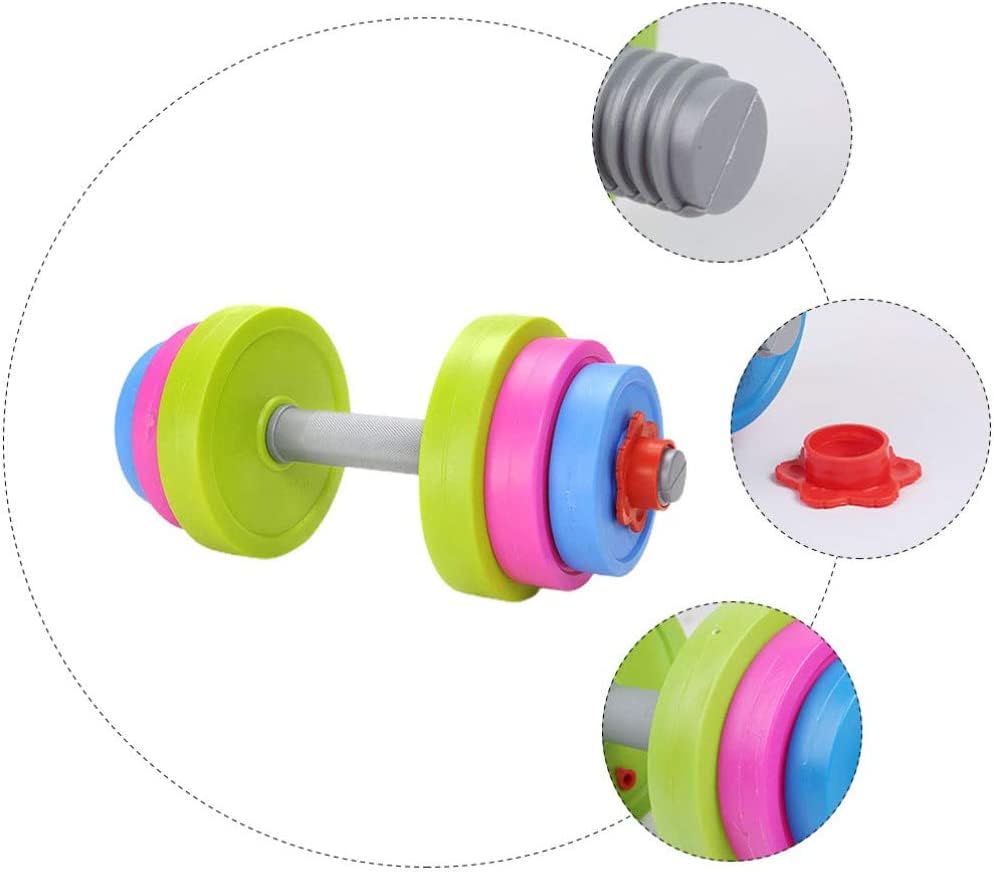 Kids Workout Dumbbell Weights Set - Toddler Toy Gym Equipment for Pretend Play Lifting, Adjustable Fill with Sand or Water