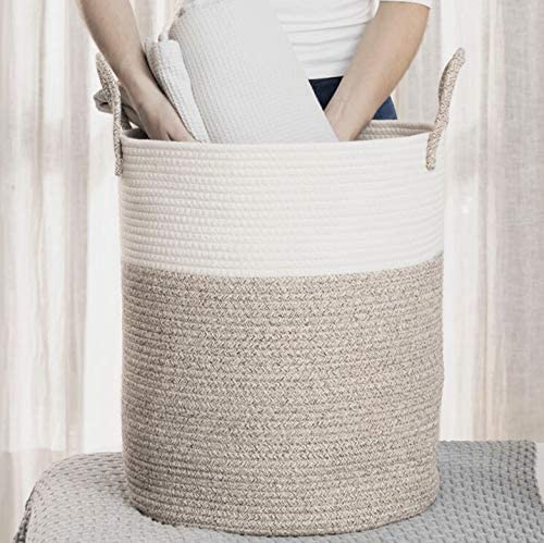 OrganiHaus Large Blanket Basket for Living Room 20x13, Rainbow Rope Basket for Classroom Organization, Toy Storage Basket, Woven Kids Laundry Basket