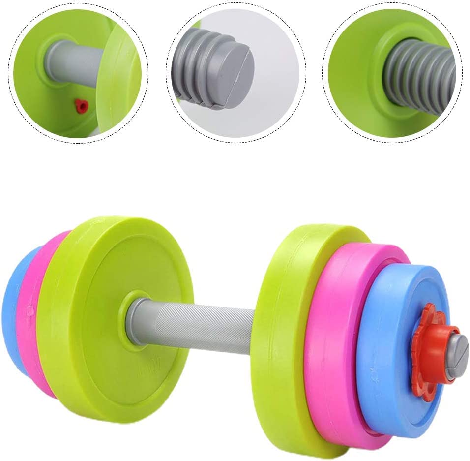 Kids Workout Dumbbell Weights Set - Toddler Toy Gym Equipment for Pretend Play Lifting, Adjustable Fill with Sand or Water
