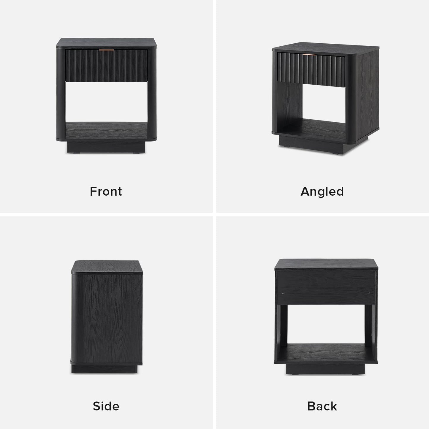 mopio Brooklyn Night Stand, Modern Farmhouse Nightstand, Small Side, Bedside Table with Drawer, End Table with Storage (Black Oak, Single)