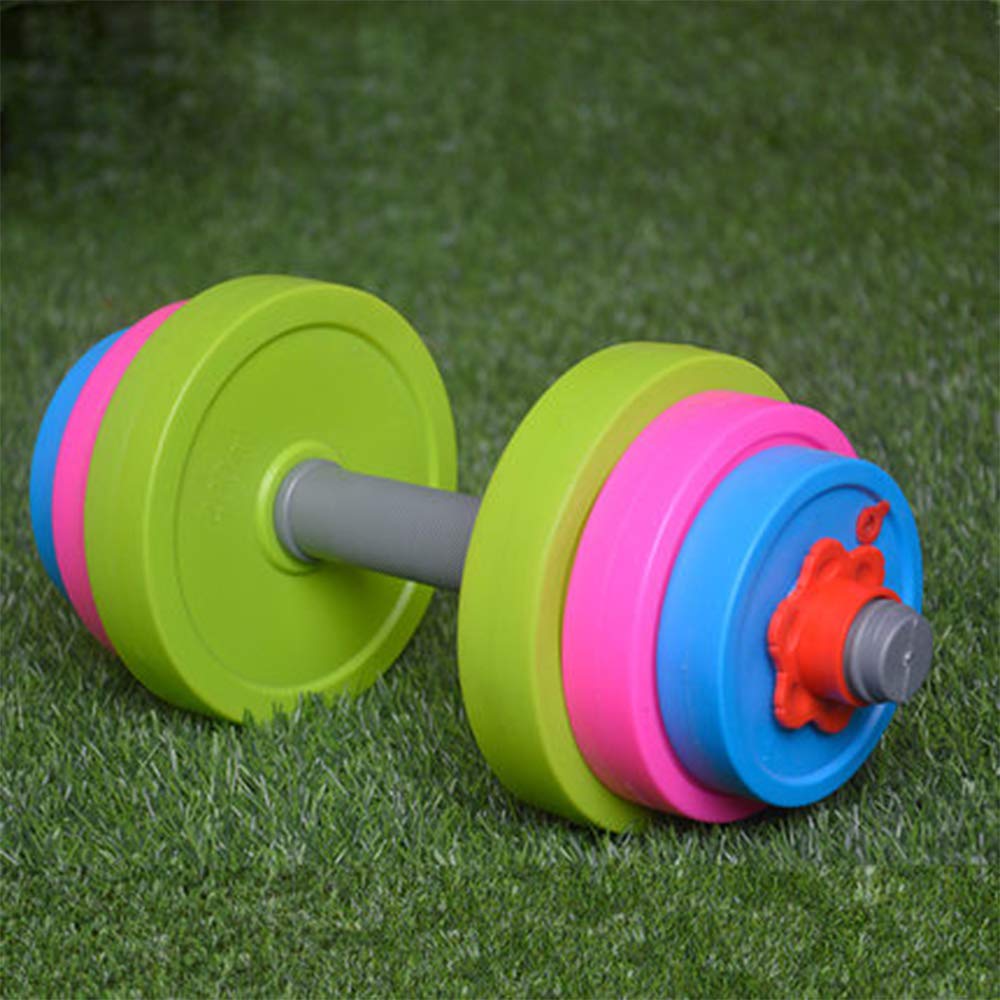 Kids Workout Dumbbell Weights Set - Toddler Toy Gym Equipment for Pretend Play Lifting, Adjustable Fill with Sand or Water