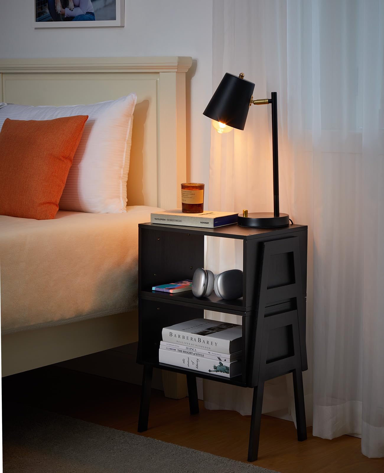 Pipishell Bamboo Stackable End Tables, Living Room Nightstand, Bedside Tables for Bedroom Storage, Set of 2