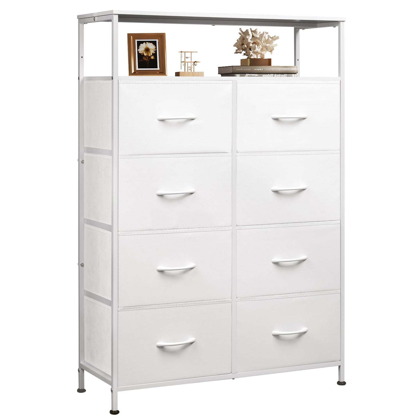 Fabric Dresser for Bedroom, Tall Dresser with 8 Drawers, Storage Tower with Fabric Bins, Double Dressers, Chest of Drawers for Closet, Living Room, Hallway, Dorm, Rustic Brown Wood Grain Print