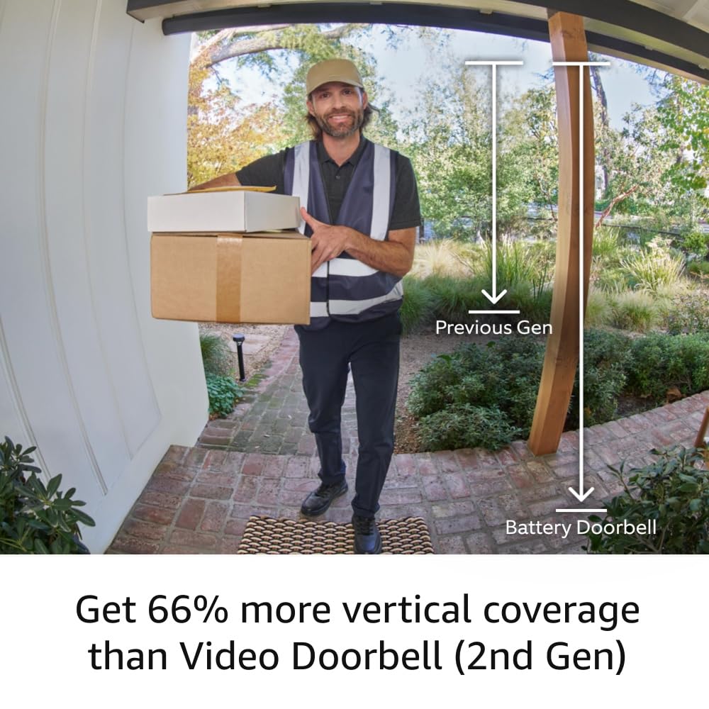Ring Battery Doorbell, Head-to-Toe Video, Live View with Two-Way Talk, and Motion Detection & Alerts (2024 release), Satin Nickel