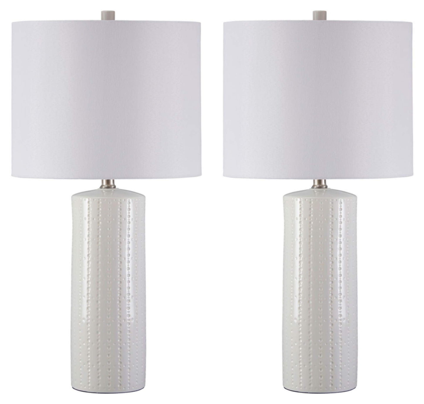 Signature Design by Ashley Jacek Modern Contemporary Table Lamp, 2 Count, Gray & Brass Finish