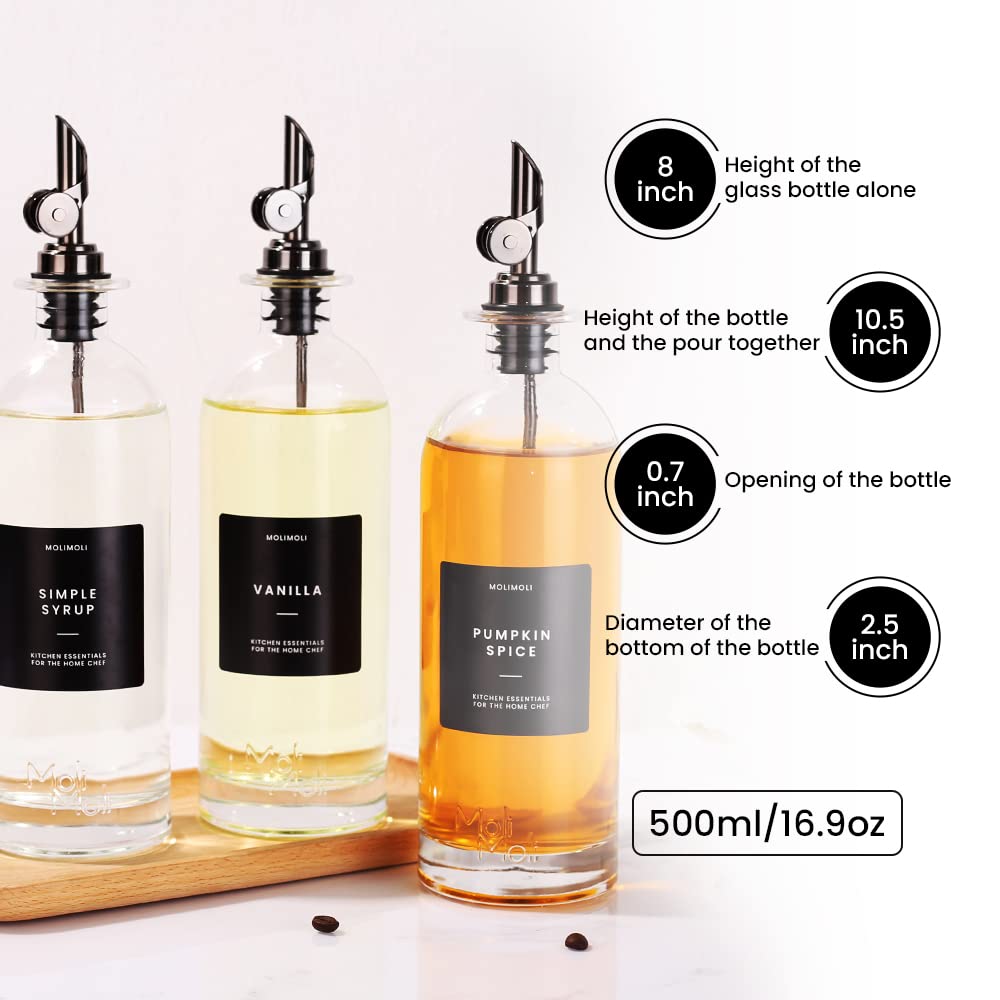 Olive Oil Dispenser Bottles for Kitchen with Pourer - Oil and Vinegar Dispenser Set, Glass Dispenser for Kitchen, Dispenser Bottle of 350ml - Set of 2