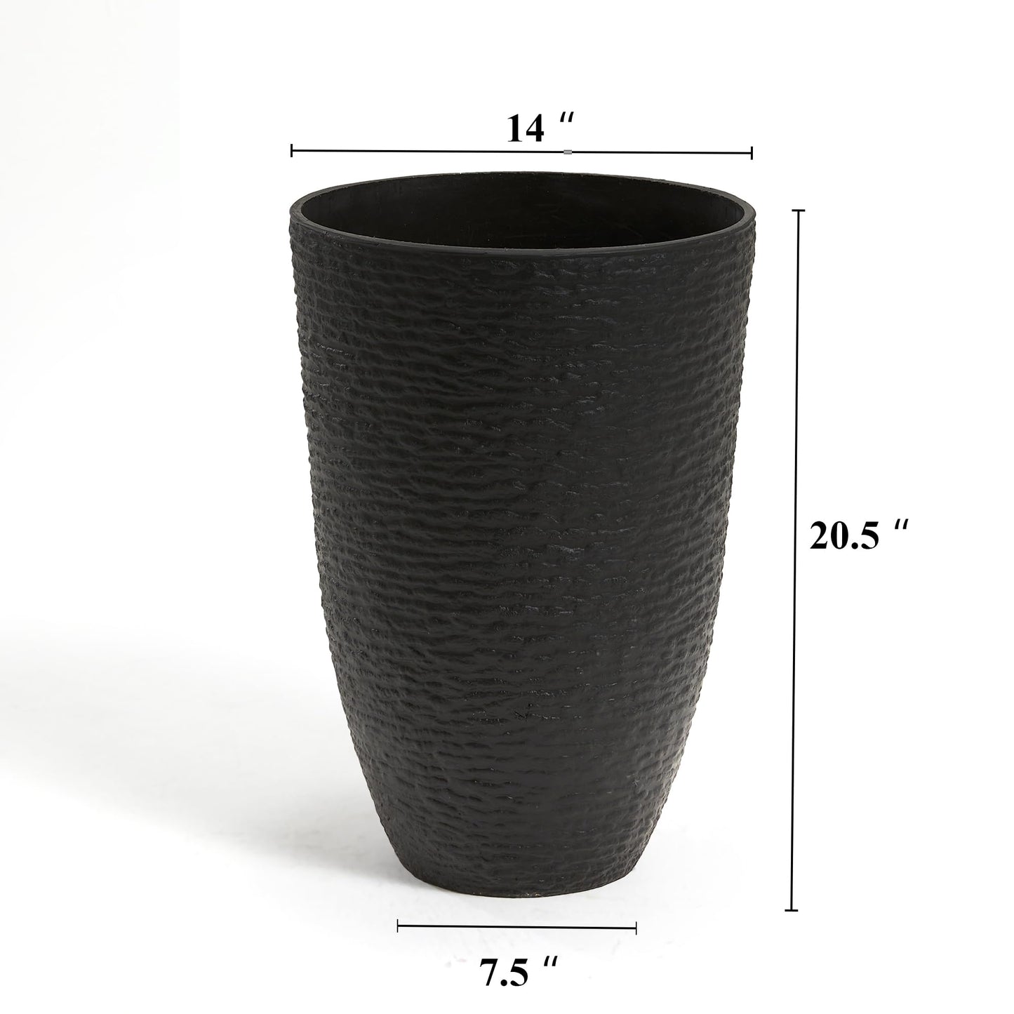 Tall Round Planters Set of 2-14" Dia x 21" H Stone Finish Flower Pots Indoor Decorative Container Garden Patio Unbreakable Beige