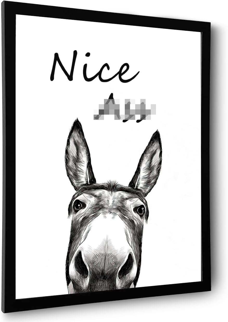 Foduuo Wall Art, Funny Highland Cow Poster, Black Framed, Waterproof, Bathroom Decoration