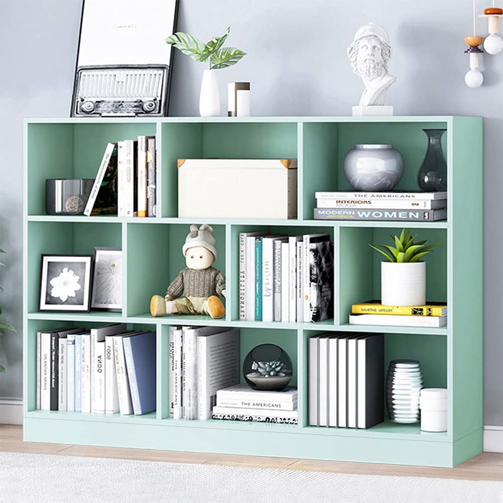 IOTXY Wooden Open Shelf Bookcase - 3-Tier Floor Standing Display Cabinet Rack with Legs, 8 Cubes Bookshelf