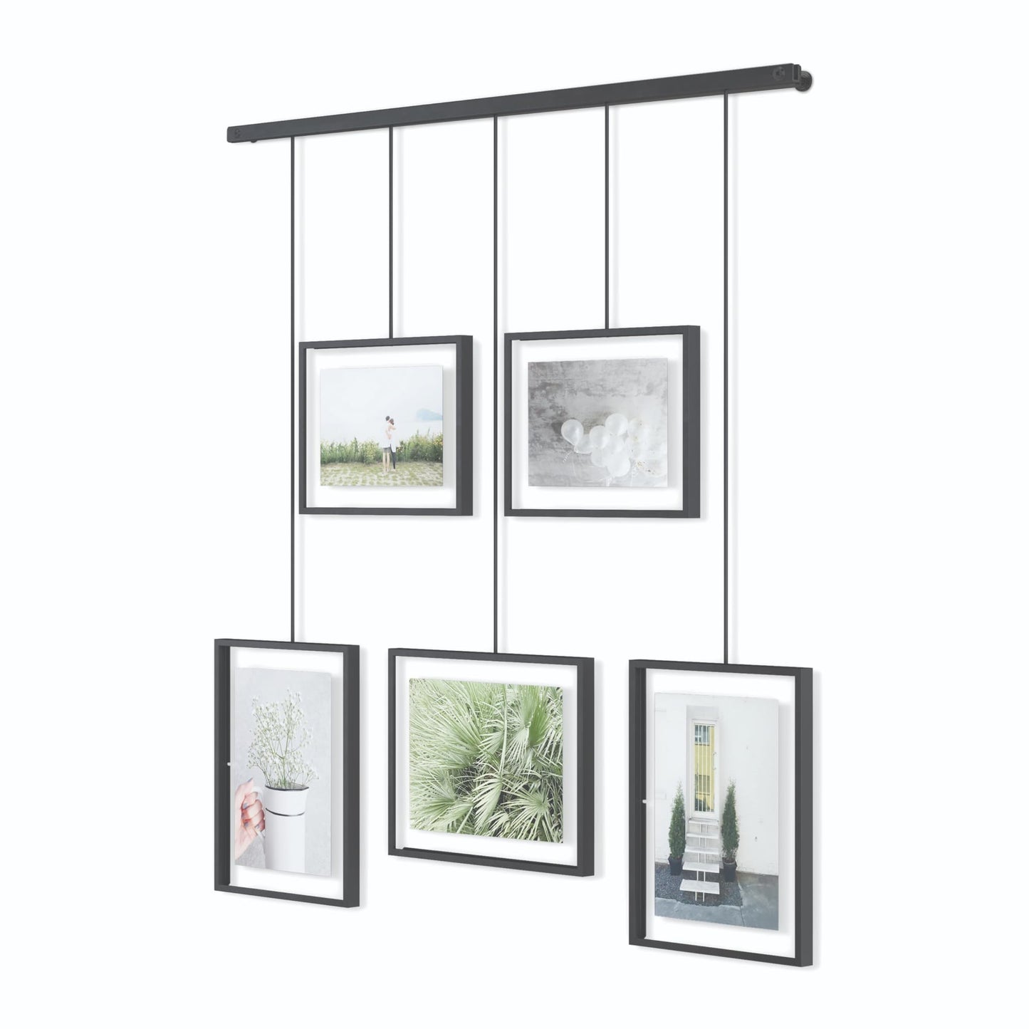Umbra Exhibit Picture Frame Gallery Set, Adjustable Wall Collage Displays Five Photos (Two 4x6" and Three 5x7")
