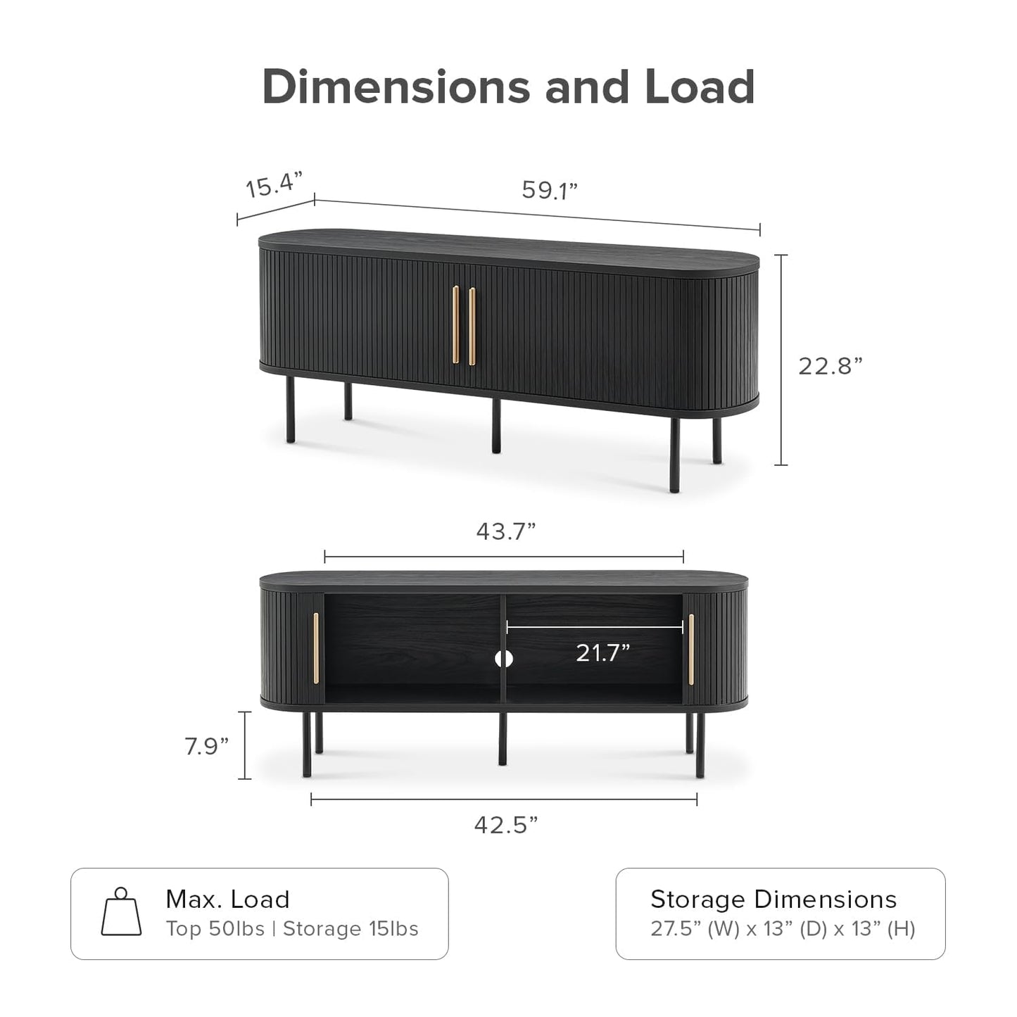 mopio Ensley TV Stand, Mid Century Modern for 55/60/65 inch TV, Farmhouse TV Stand, Entertainment Center (Walnut, 59" Tall)
