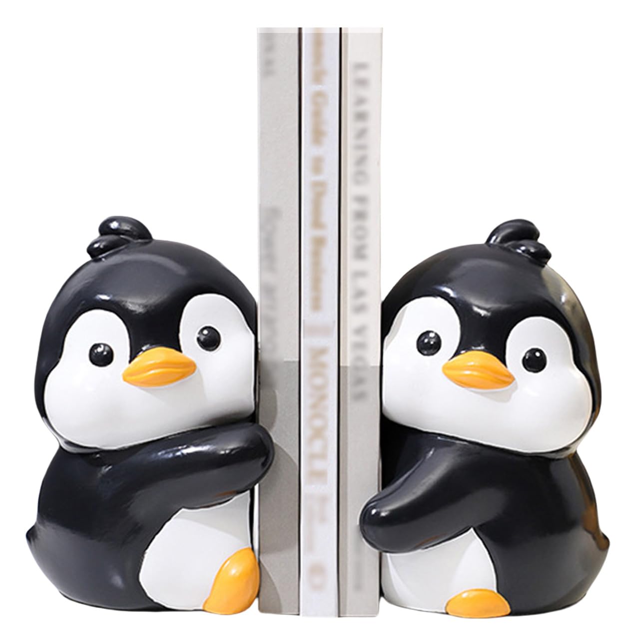 Cute Hug Ducks Decorative Bookends, Unique Book Ends to Hold Books Creative Resin Book Holder Stopper for Home Office Desk Bookshelf Decoration