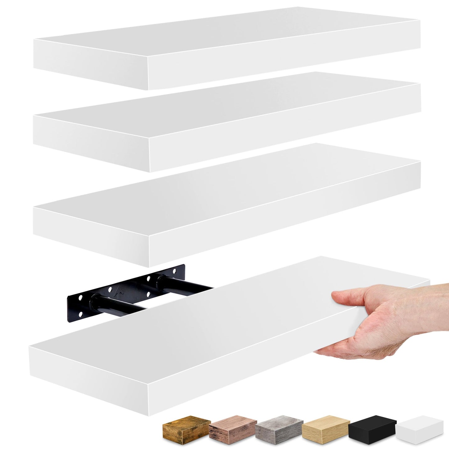 Sorbus Floating Shelves for Wall, Bathroom Shelves Wall Mounted for Kitchen, Bedroom, Bathroom Storage Over Toilet, Hanging Book Shelf for Wall Home Decor Living Room (Grey, 3 Pack)