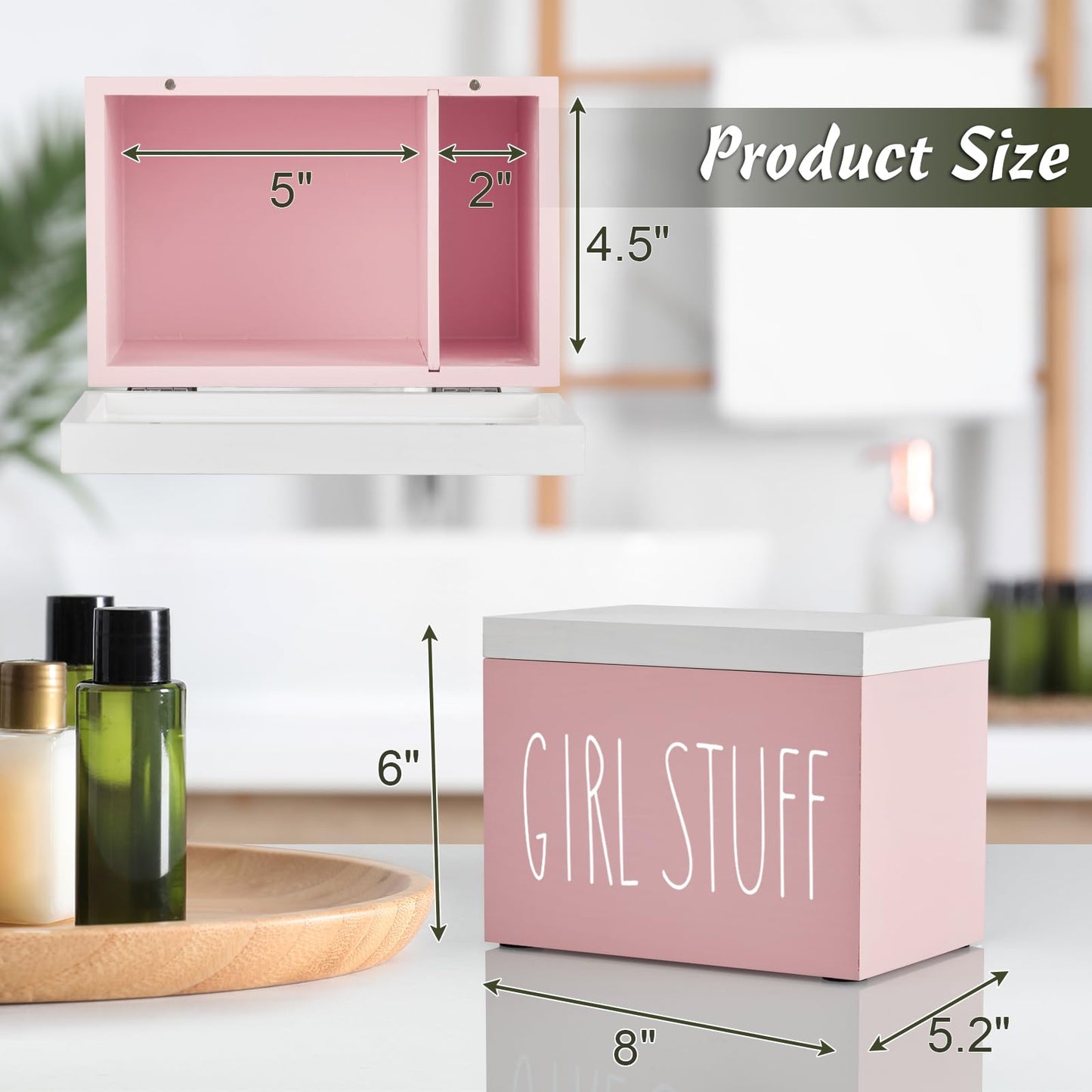 DRASTAR Tampon Holder for Bathroom, Feminine Product Organizer, Pad Organize Case with hinged lid, Shark Week Tampon Storage, Lady Stuff Box for Bathroom Accessories