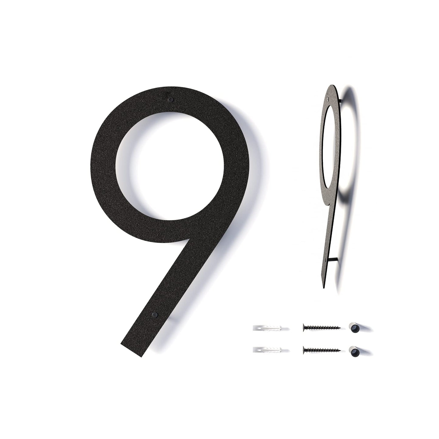 12 Inch Modern Floating House Numbers for Outside | Large Metal House Numbers for Outdoors | Black Coated Rust-Proof Home Address Numbers/Plaques | Metal Numbers