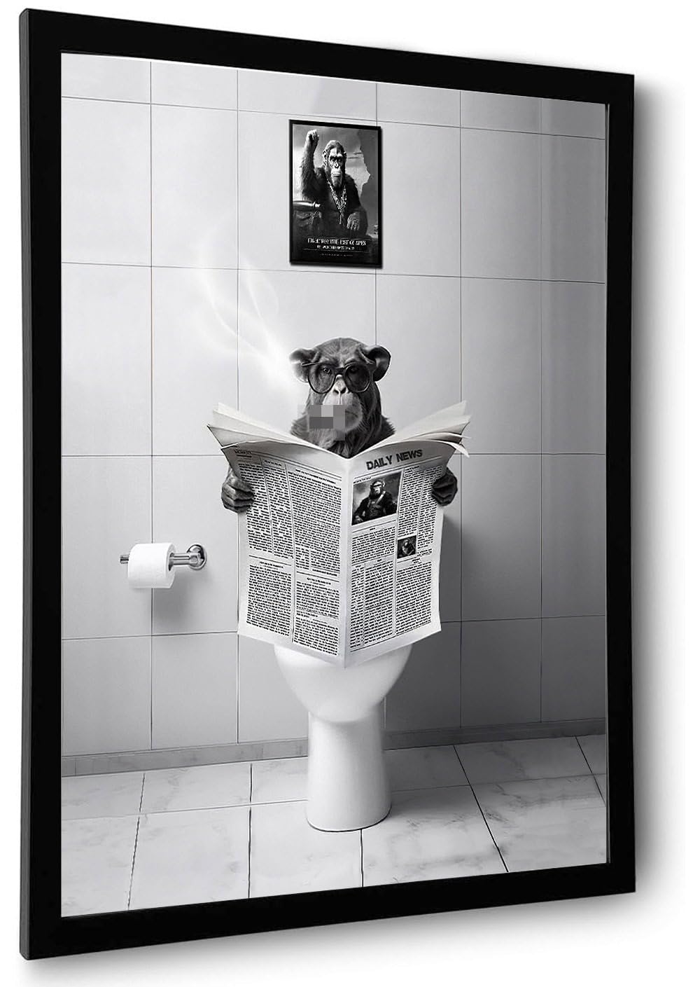 Foduuo Wall Art, Funny Highland Cow Poster, Black Framed, Waterproof, Bathroom Decoration