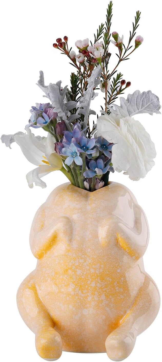SAANG & JAT Pink Turkey Ceramic Vase - Funny Flower Vase for Home, Unique Office Decor, Quirky Centerpiece for Table or Shelf, Perfect for Women, Teacher Gift, Mothers Day
