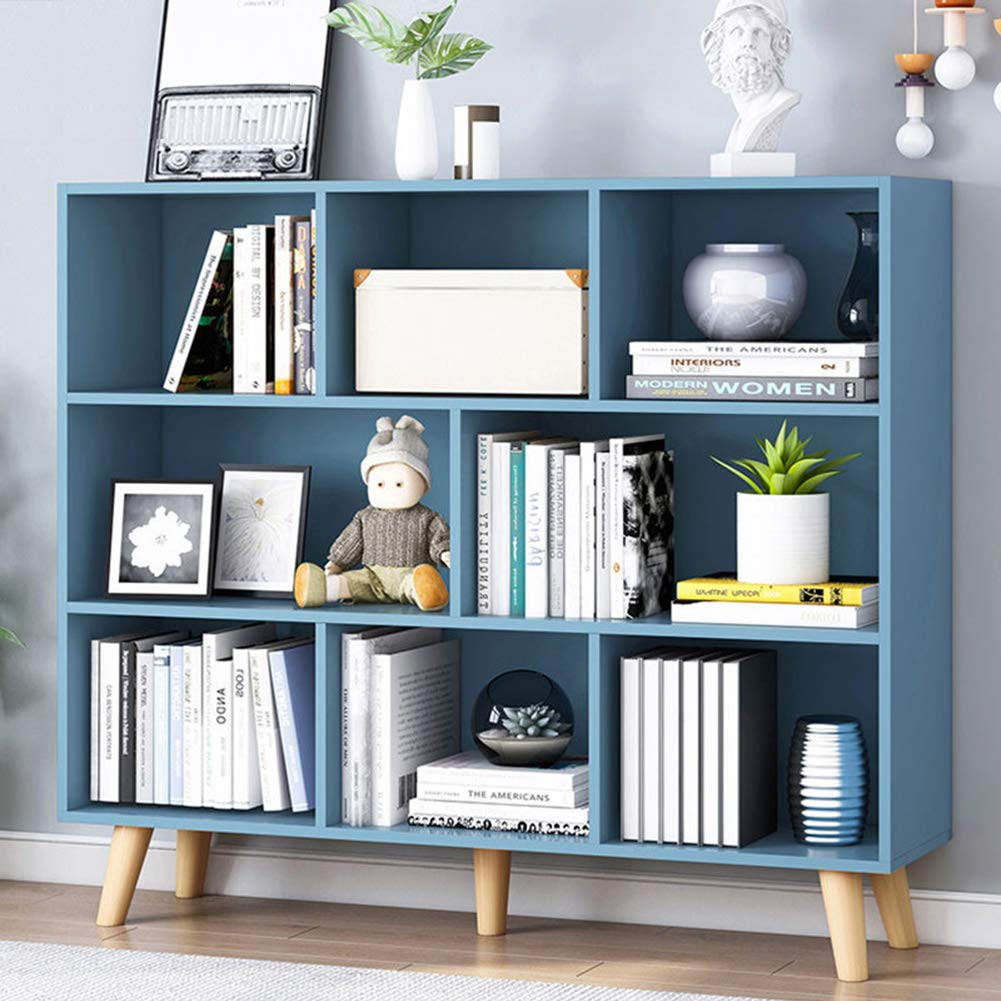 IOTXY Wooden Open Shelf Bookcase - 3-Tier Floor Standing Display Cabinet Rack with Legs, 8 Cubes Bookshelf