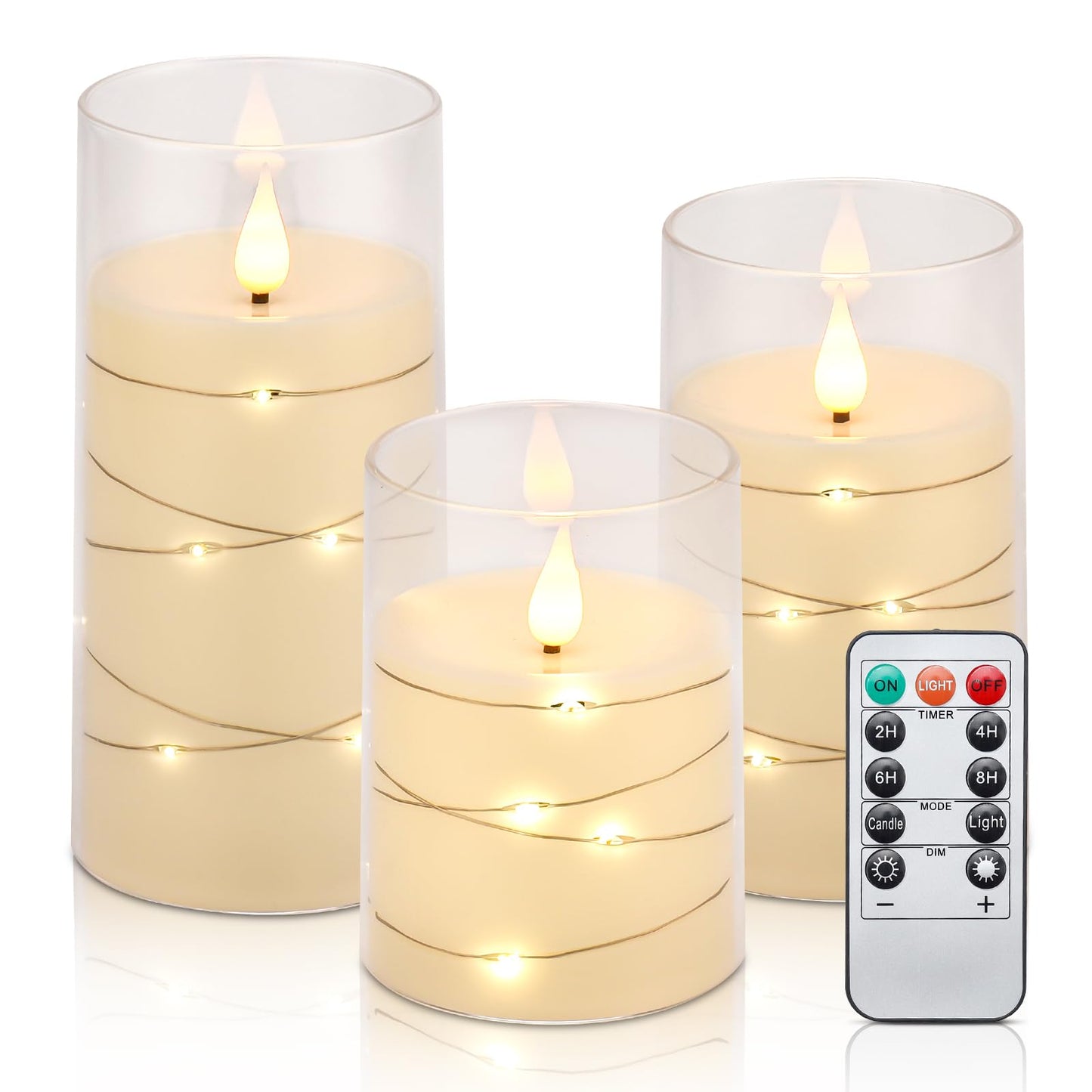 Aignis 12pcs Flameless LED Candles Battery Operated with 10-Key Remote Timer, Outdoor Indoor Waterproof Electric Lights, Warm Flickering Glow for Cozy & Romantic Home/Wedding/Holiday Décor
