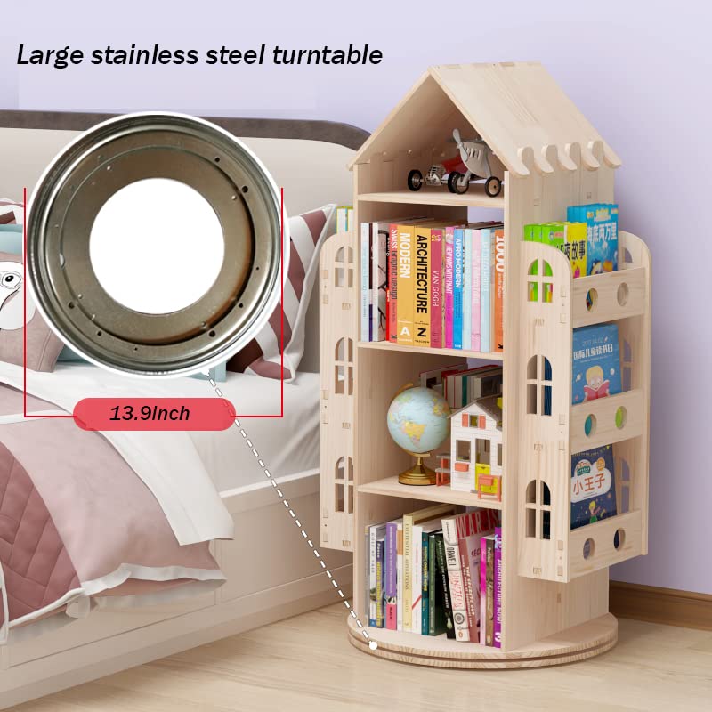 Rotating Bookshelf, 360 Display Floor Standing Bookcase Storage Rack for kids