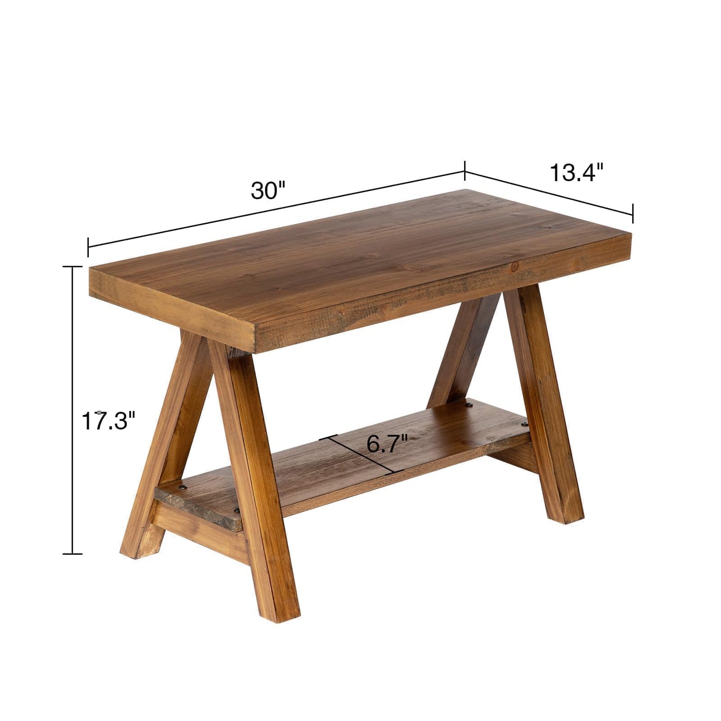 Wnutrees 43" Farmhouse Wood Bench, Long Rustic Indoor Storage Bench for Entryway, Living Room, Dining Room, Solid Wood Construction, Original Wood