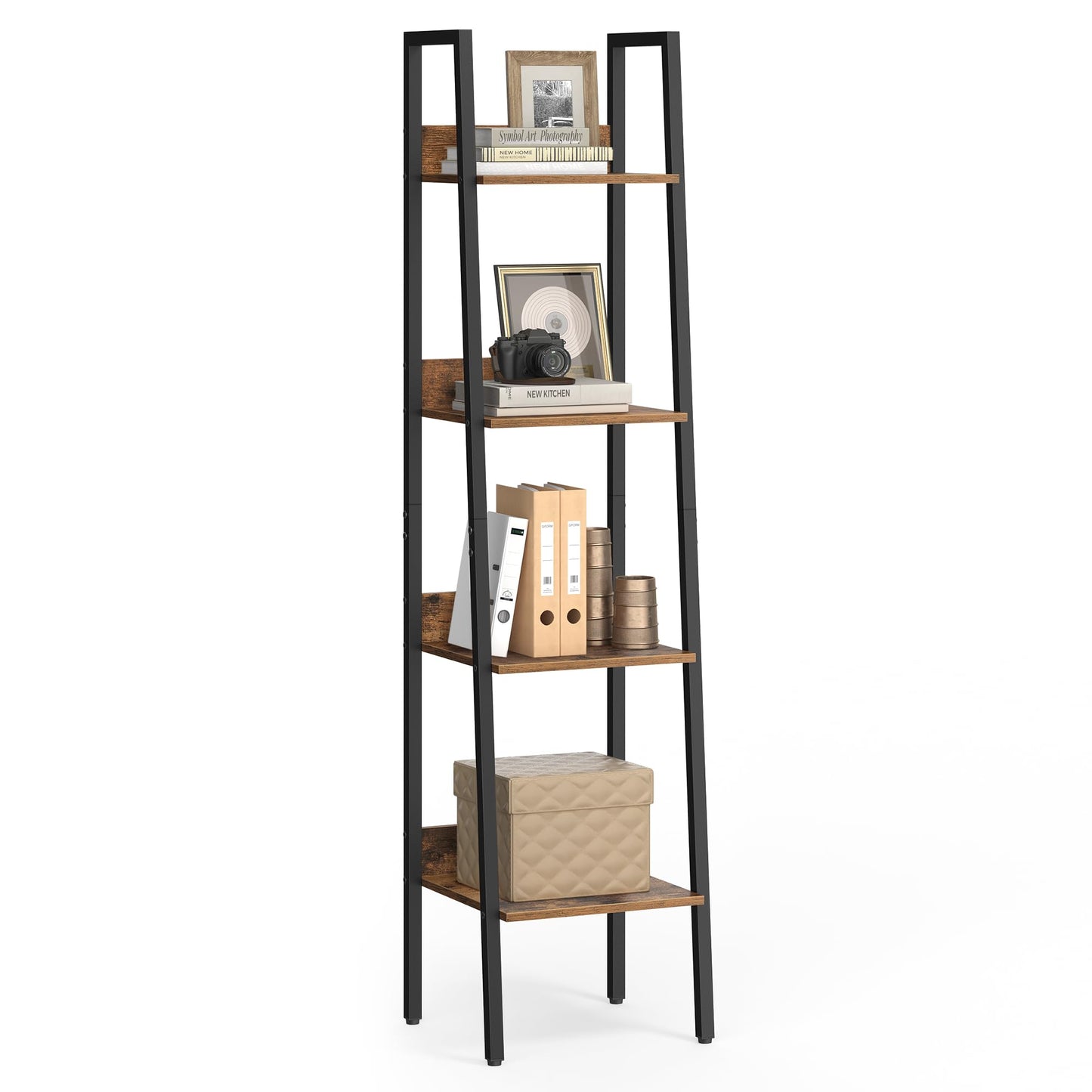 VASAGLE Ladder Shelf, 5-Tier Bookshelf, Storage Rack, Bookcase with Steel Frame, for Living Room, Home Office