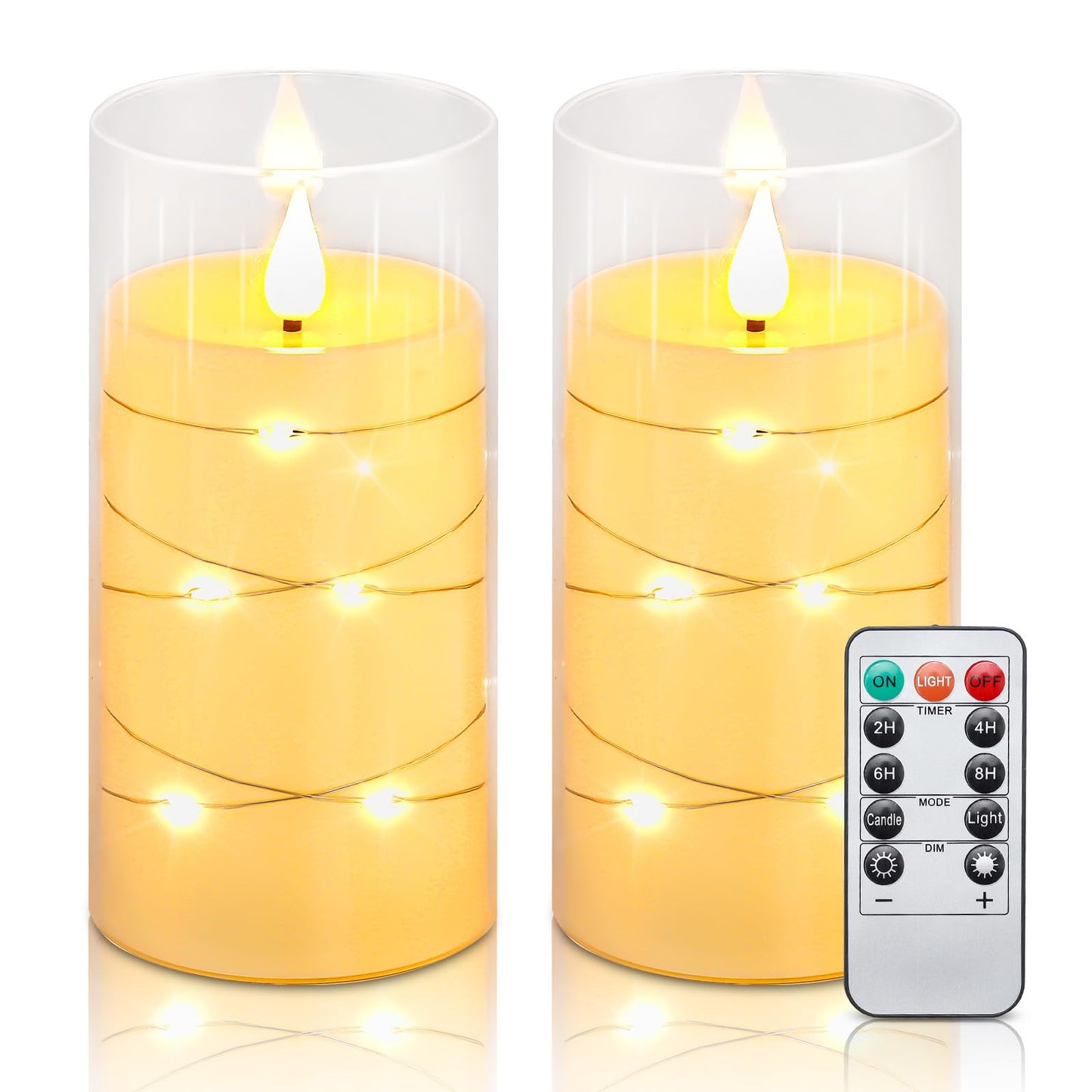 Aignis 12pcs Flameless LED Candles Battery Operated with 10-Key Remote Timer, Outdoor Indoor Waterproof Electric Lights, Warm Flickering Glow for Cozy & Romantic Home/Wedding/Holiday Décor