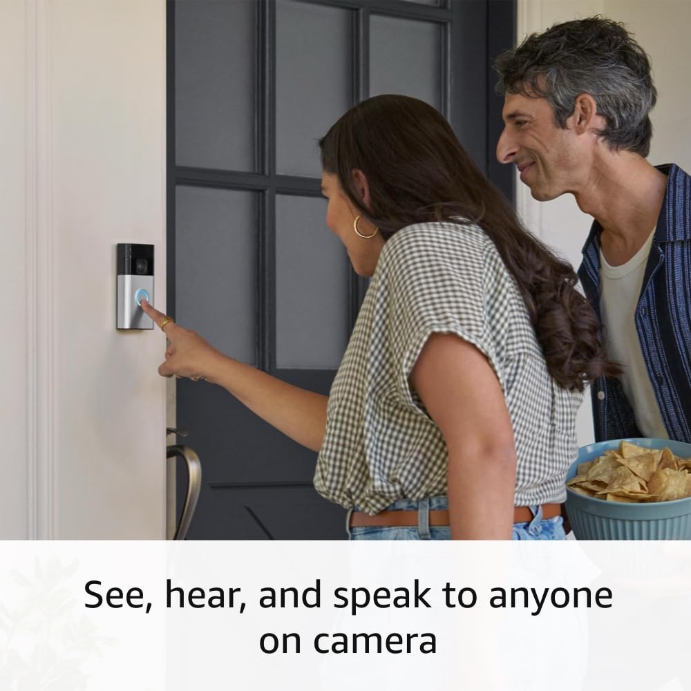 Ring Battery Doorbell, Head-to-Toe Video, Live View with Two-Way Talk, and Motion Detection & Alerts (2024 release), Satin Nickel