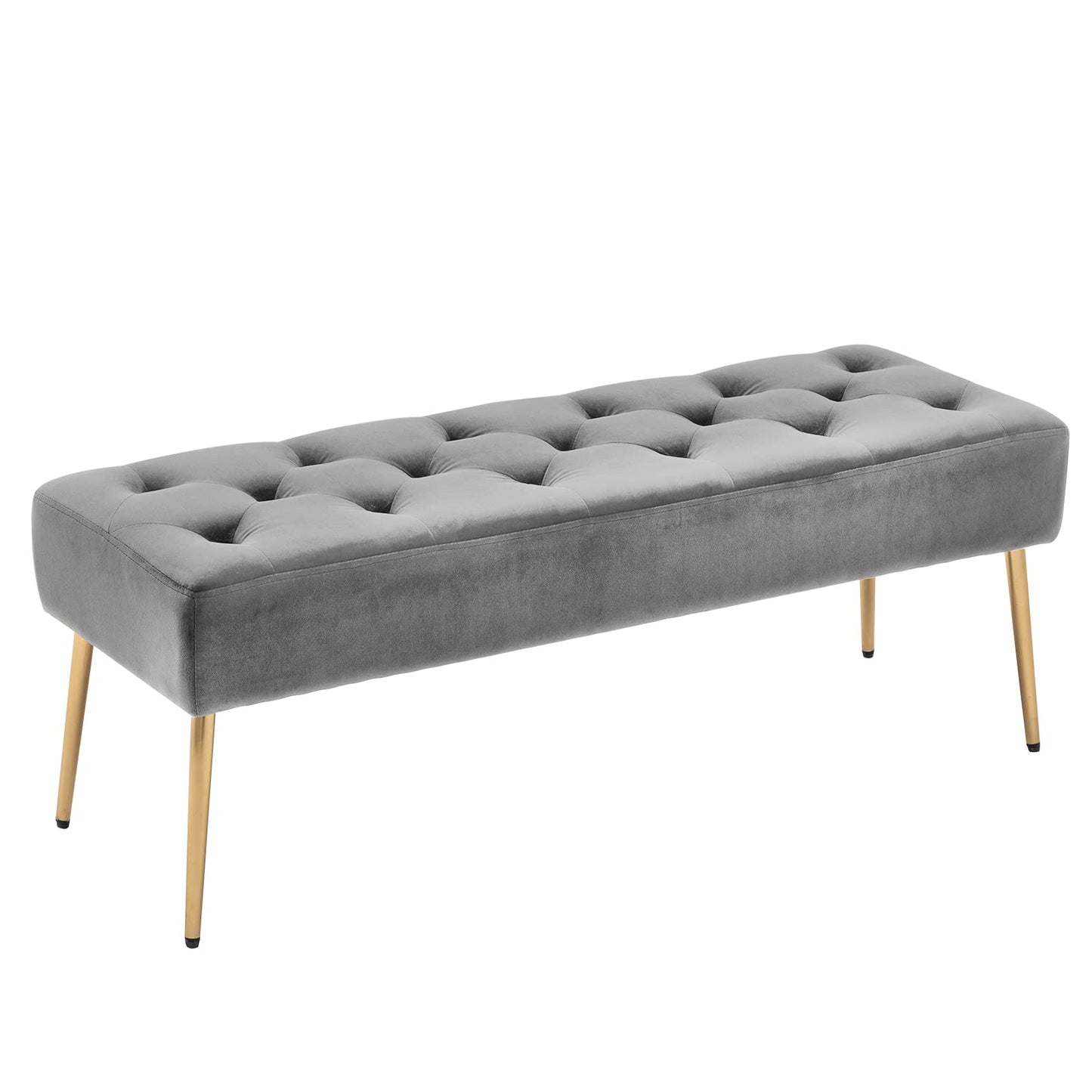 DUHOME Button-Tufted Ottoman Bench, Upholstered Bedroom Benches Leather Footrest Stool Accent Bench for Entryway Dining Room Living Room Bedroom End of Bed, Yellowish Brown