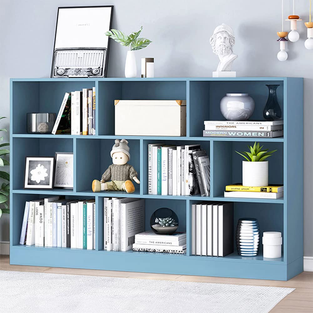 IOTXY Wooden Open Shelf Bookcase - 3-Tier Floor Standing Display Cabinet Rack with Legs, 8 Cubes Bookshelf