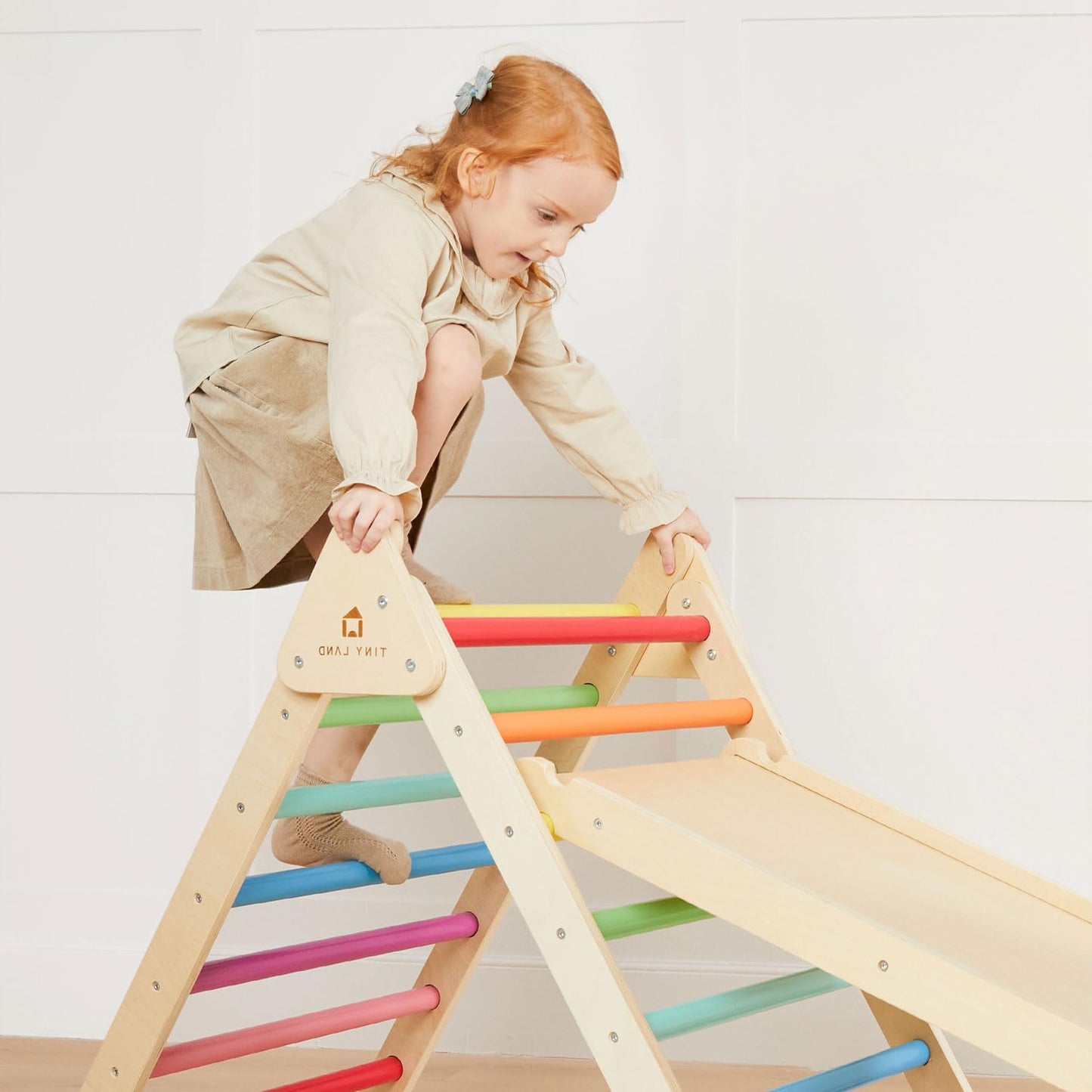 7-in-1 Foldable Pikler Triangle Climbing Toys Set for Kids,Baby Indoor Playground Wooden Montessori Climbing Set for Toddler (Natural)