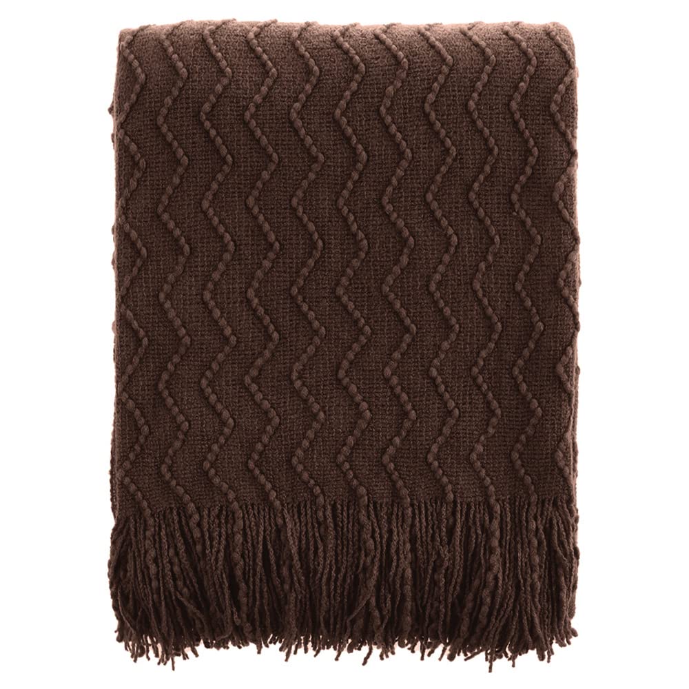 BATTILO HOME Burnt Orange Throw Blanket for Couch, Decorative Fall Throw Blanket with Tassels Halloween Throw Fall Decor, 50"x60"