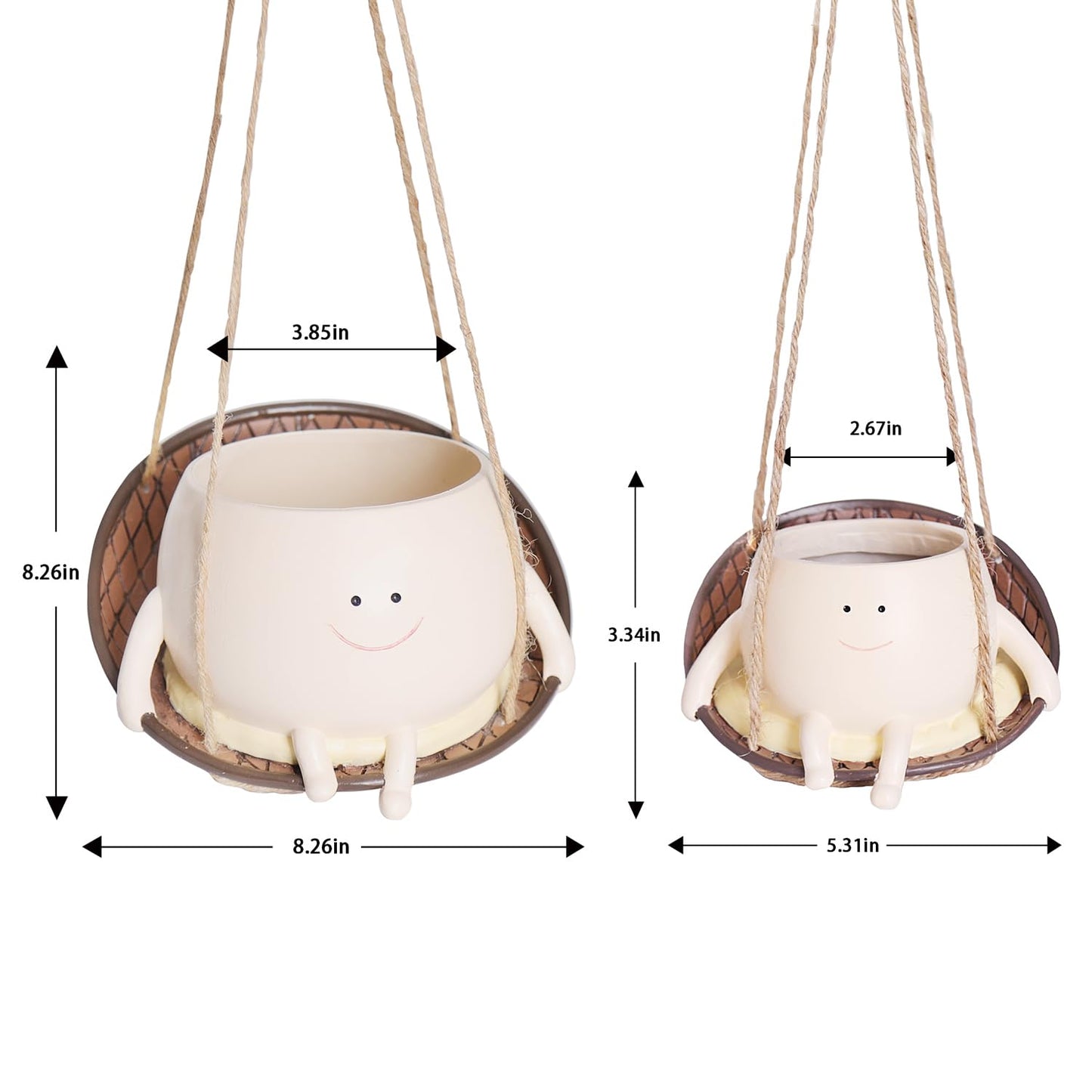 Hanging Swing Chair Planter Pot Smile Face Plant Pot for Indoor Outdoor Plants Cute Head Flower Pots for Succulent String of Pearls Unique Gift on Mother's Day, Birthday, Christmas