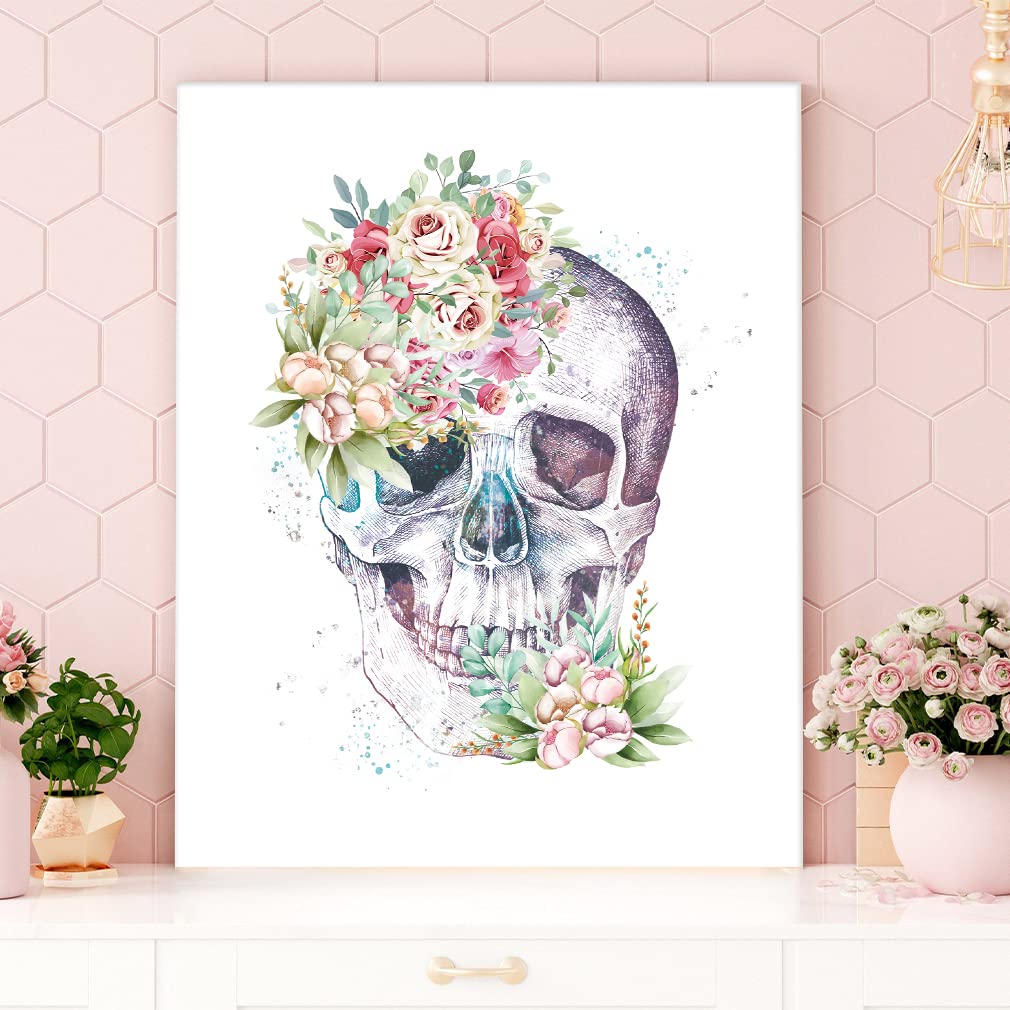 CHDITB Unframed Flowers Skeletal Wall Art Print, Human Organs Art Printing, Body Anatomy Art Posters Abstract Anatomy Viscera Skull Wall Decor, Medical Wall Art For Clinic -Set Of 6 (8" x 10")