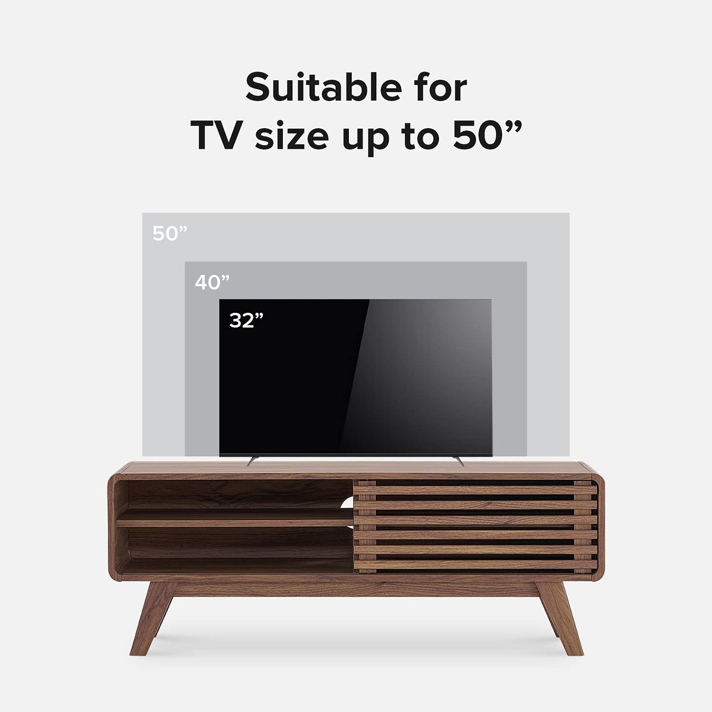 mopio Ensley TV Stand, Mid Century Modern for 55/60/65 inch TV, Farmhouse TV Stand, Entertainment Center (Walnut, 59" Tall)