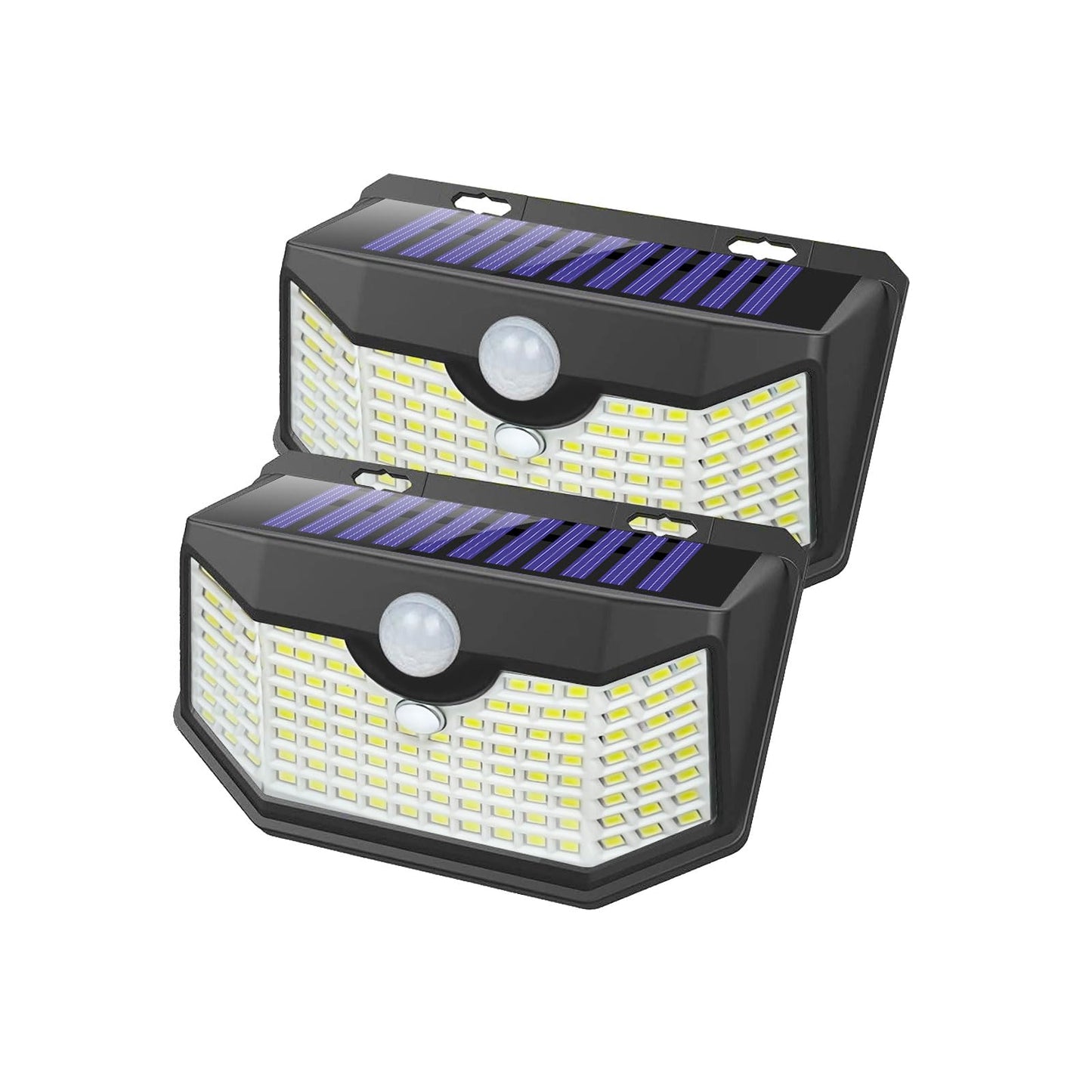 HMCITY Solar Lights Outdoor 120 LED with Lights Reflector and 3 Lighting Modes, Motion Sensor Wall Lights,IP65 Waterproof Solar Powered for Garden Patio Yard (2Pack)