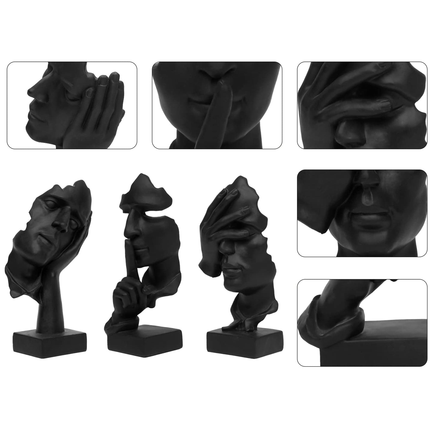 3 Pcs Thinker Statue, Silence is Gold Abstract Art Figurine, No Hear No See No Speak Modern Home Resin Sculptures Decorative Objects