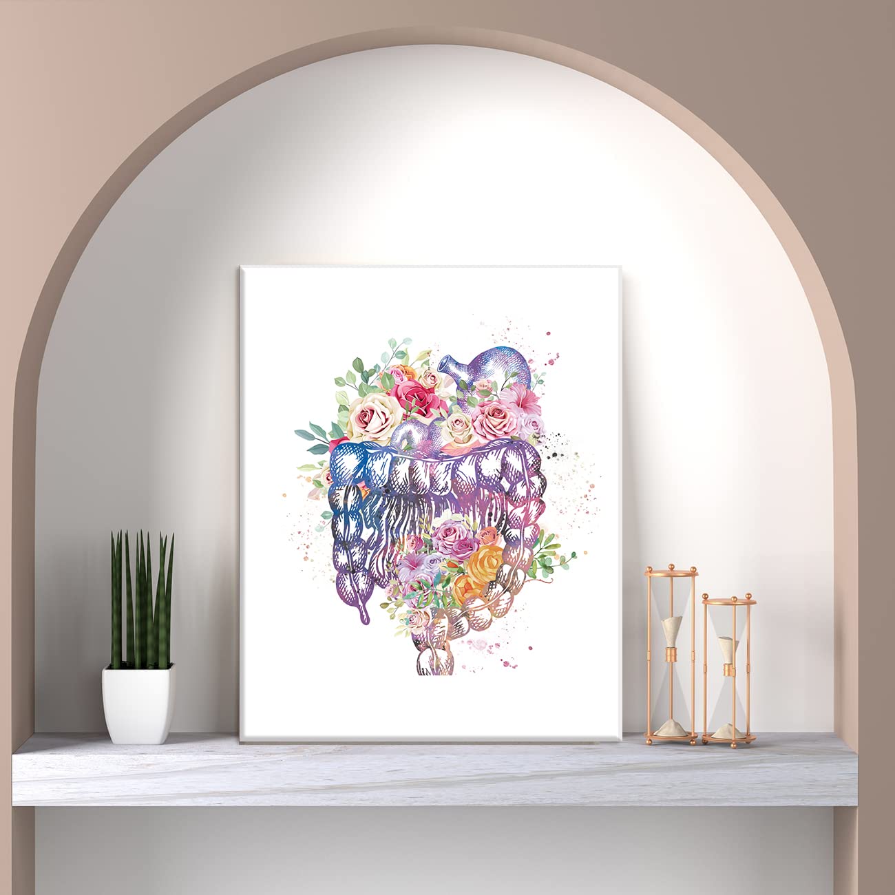 CHDITB Unframed Flowers Skeletal Wall Art Print, Human Organs Art Printing, Body Anatomy Art Posters Abstract Anatomy Viscera Skull Wall Decor, Medical Wall Art For Clinic -Set Of 6 (8" x 10")