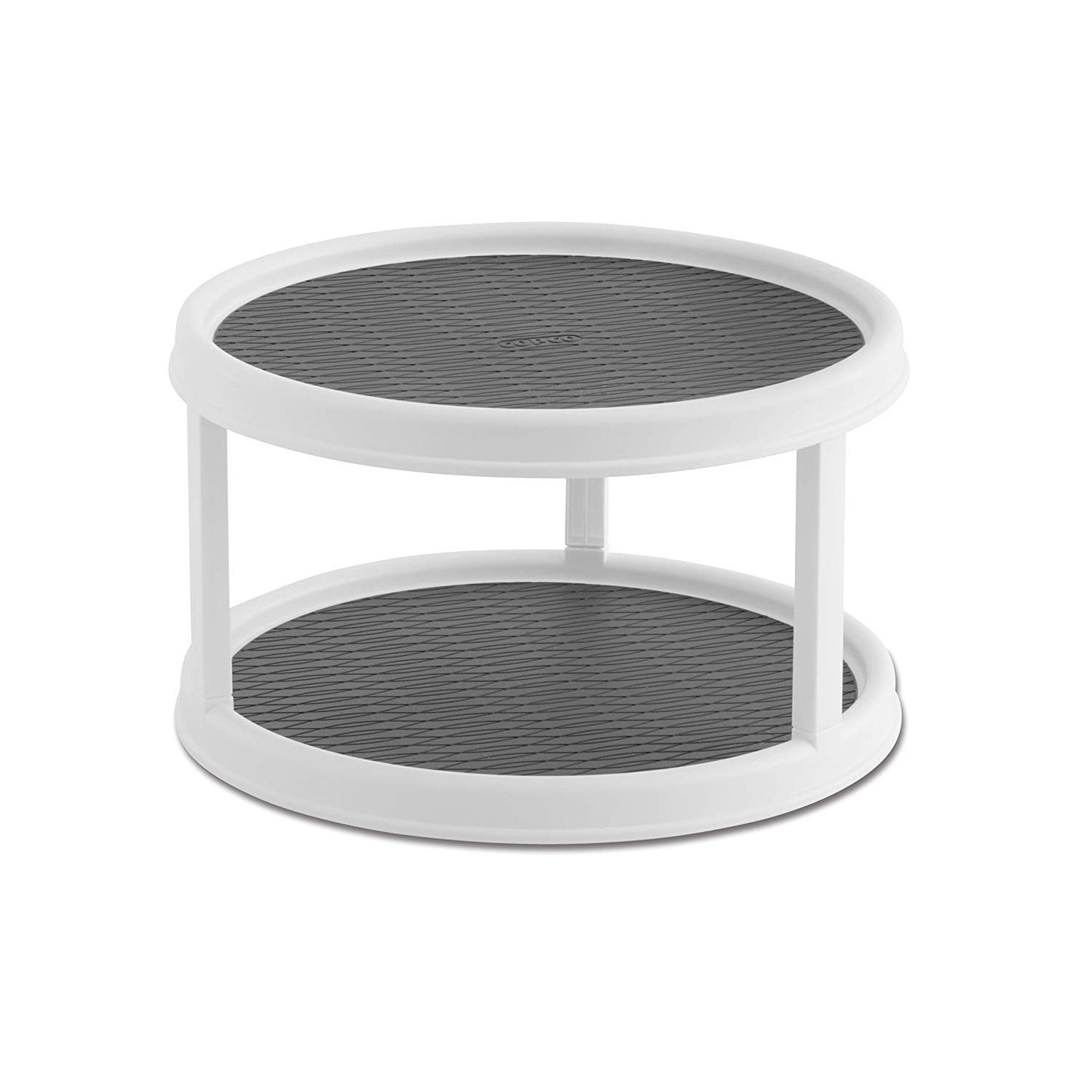 Copco Non-Skid Turntable, storage organizer 2-Tier, 12-Inch, Durable & Easy Clean, White/Gray