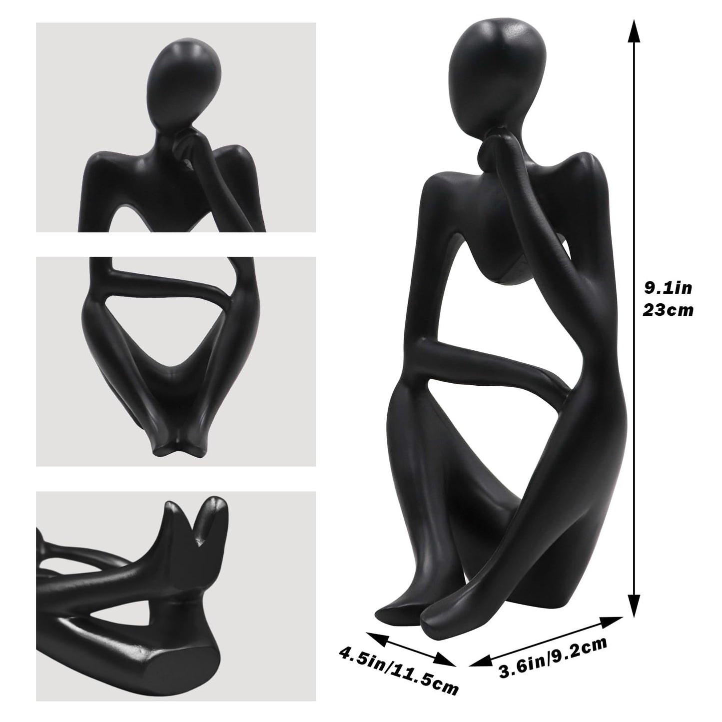 Thinker Sculptures, Sandstone Resin Thinker Statue Ornaments, Abstract Style Housewarming Gifts, Living Room Dining Desk Decorations (Right, Small)