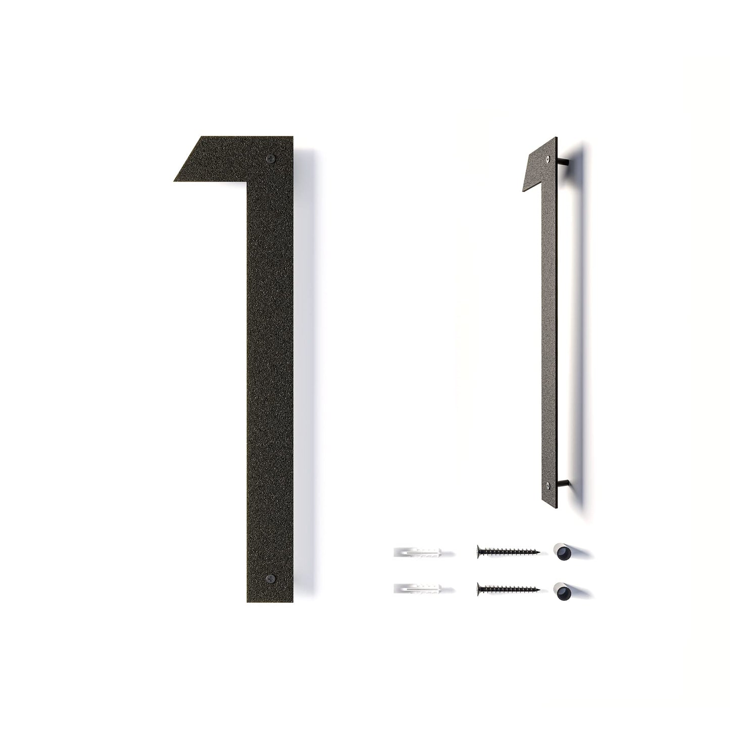 12 Inch Modern Floating House Numbers for Outside | Large Metal House Numbers for Outdoors | Black Coated Rust-Proof Home Address Numbers/Plaques | Metal Numbers