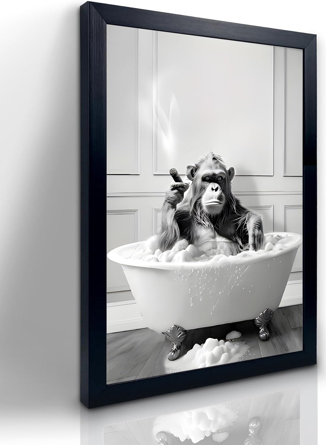 Foduuo Wall Art, Funny Highland Cow Poster, Black Framed, Waterproof, Bathroom Decoration