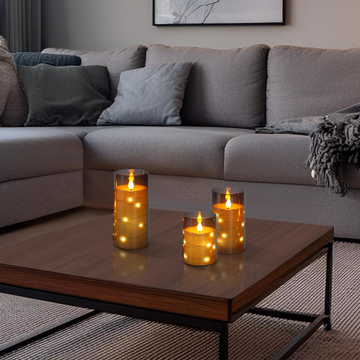 Aignis 12pcs Flameless LED Candles Battery Operated with 10-Key Remote Timer, Outdoor Indoor Waterproof Electric Lights, Warm Flickering Glow for Cozy & Romantic Home/Wedding/Holiday Décor