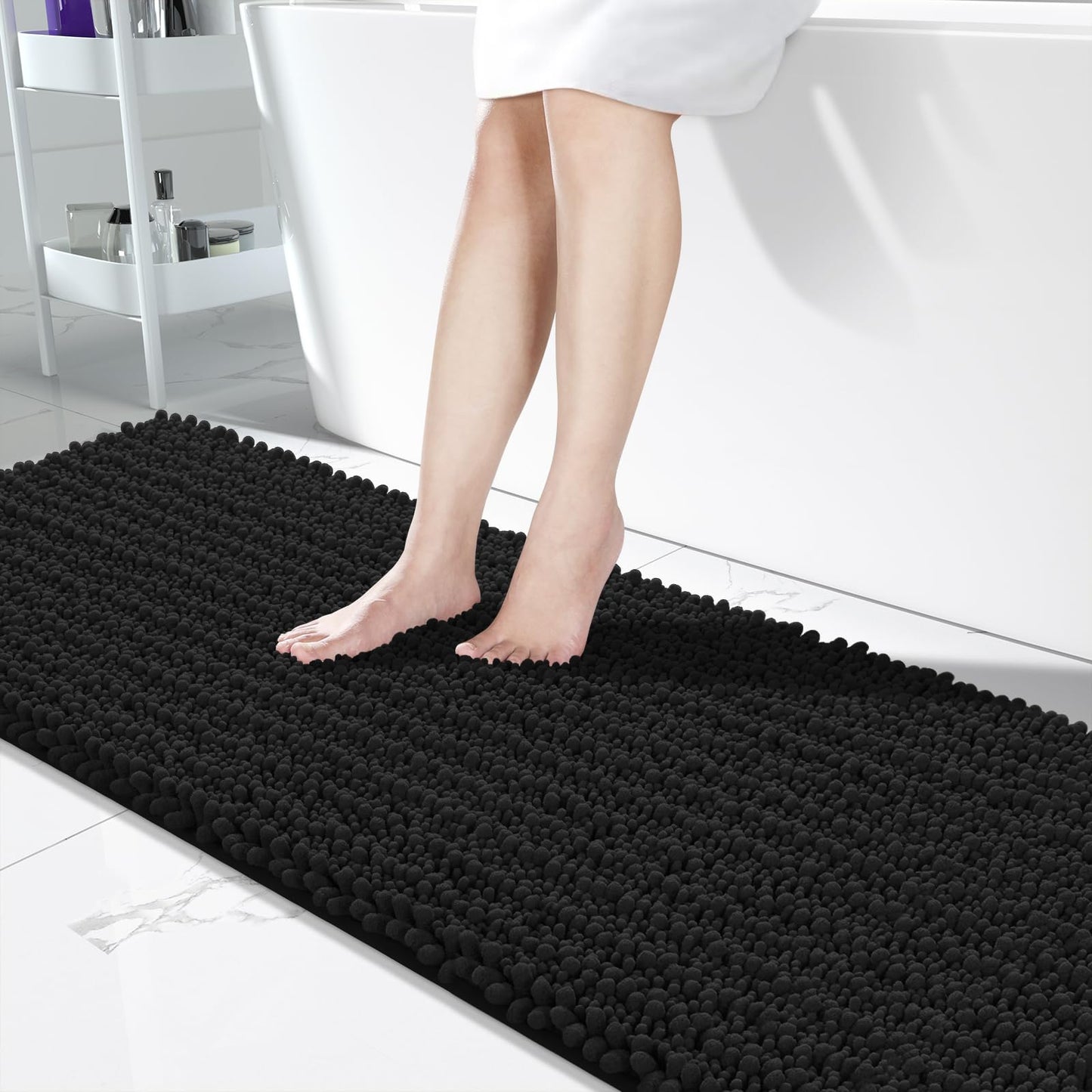Yimobra Bathroom Rugs Non Slip Washable 32x20 Inch - Ultra Soft Absorbent Chenille Bath Mat, Quick Dry Shaggy Floor Carpet for Tub Shower