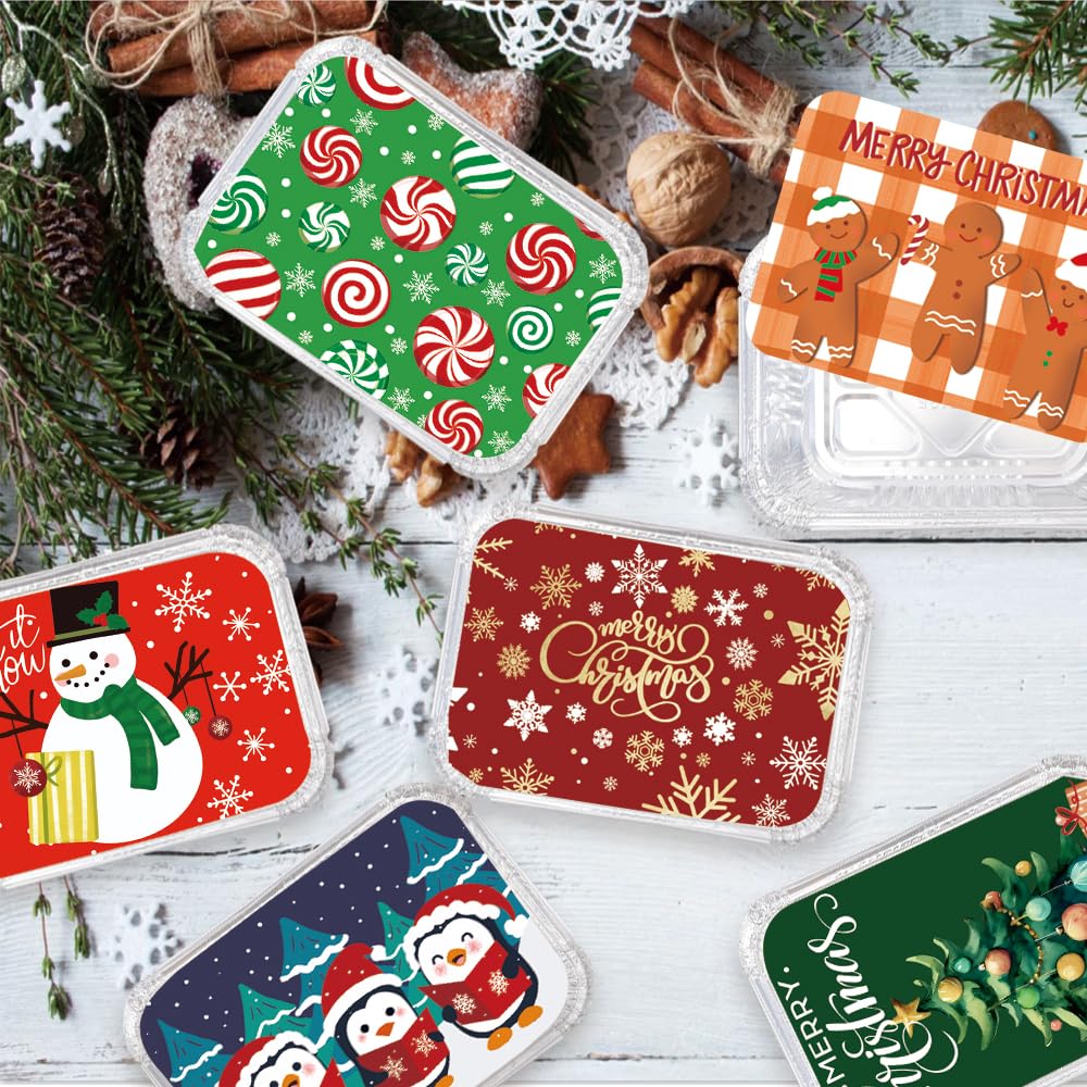 36PCS Thanksgiving Food Containers 9 Styles Fall Foil storage Containers with Lids Aluminum Disposable Leftover Cookie Tin Pans for Holiday Gift Giving Party Supplies